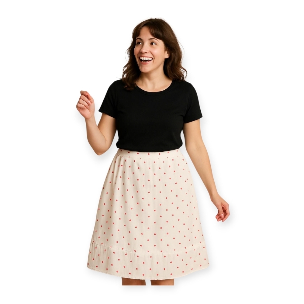 Vintage Y2K Anthropologie Odille Red White Cotton Skirt Size 4 Retro Chic
